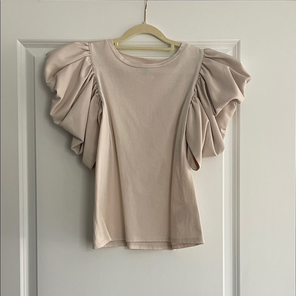 Express Cream Ruffle Sleeve Blouse